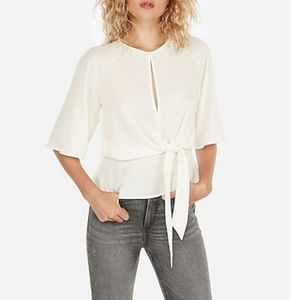 Express Tie Front Flutter Sleeve Blouse.